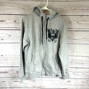 Adidas skull design zip-up hoodie Sz S